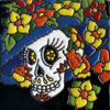 Relief-Fliese 10x10 - Skull mit Hut und Blumen