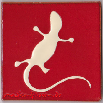 5-2-20-09 - Relief-Serie 10x10 Lagartija fondo rojo