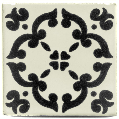 5-2-33-171 - Handbemalte Fliese 10x10 - Barocco negro