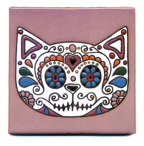 5-2-3728 - Relief-Fliese 10x10 - Katze rosa