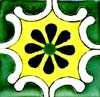 Handbemalte Fliese 10x10  - Arabesque verde