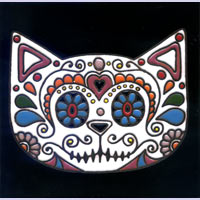Relief-Fliese 10x10 - Katze schwarz