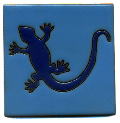 9-24-030 -  Relief-Fliese 10x10 - Lagartija azul turqueza