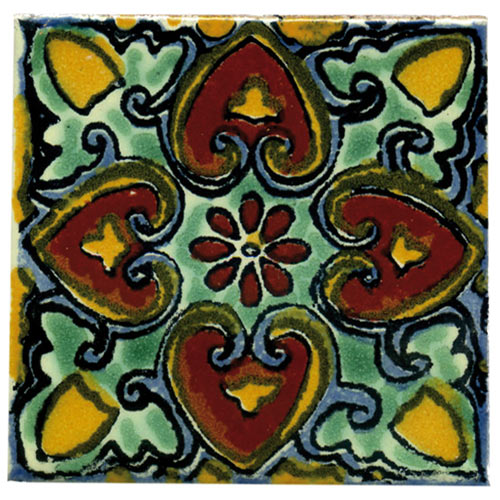 9-13-88 - Handbemalte Fliese 5x5 - Corazones